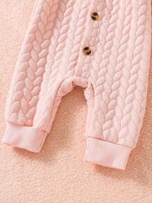 SHEIN Bebé niña Mono con diseño de oreja 3D con botón delantero con capucha