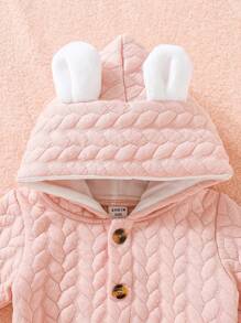 SHEIN Bebé niña Mono con diseño de oreja 3D con botón delantero con capucha