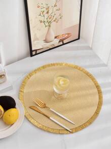 4入组/套桌子極簡流蘇邊圓形餐墊 - 米色 - 查看 2