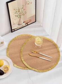 4入組毛邊緣餐墊 - 黃色 - 查看 1