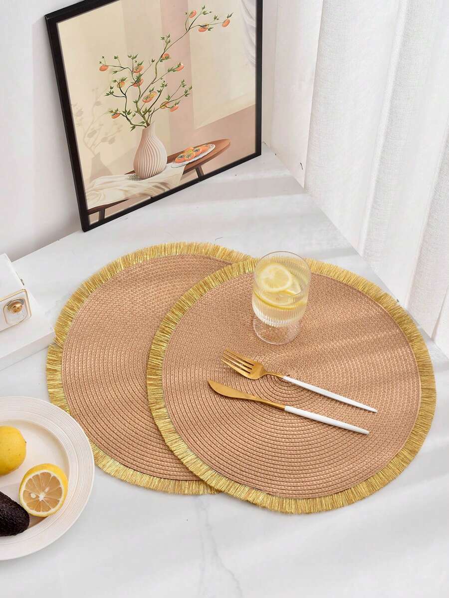 4入組毛邊緣餐墊 - 黃色 - 查看 1