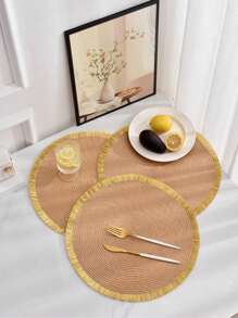 4入組毛邊緣餐墊 - 黃色 - 查看 2