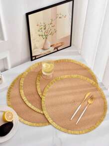 4入組毛邊緣餐墊 - 黃色 - 查看 3