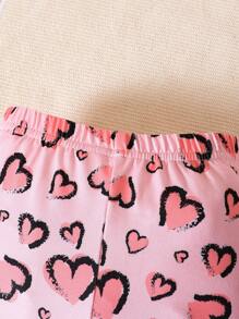 Baby Girl 2pcs Heart Print Pants - Multicolor - View 5