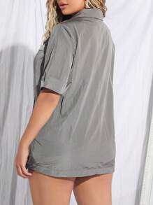 SHEIN SXY Lapel Neck Single Button Blazer - Grey - View 2