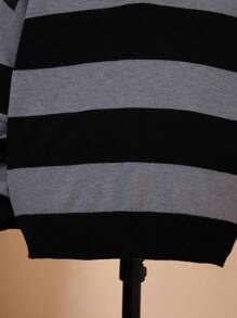 SHEIN Chico preadolescente Jersey de dos tonos de hombros caídos - Negro - Ver 6