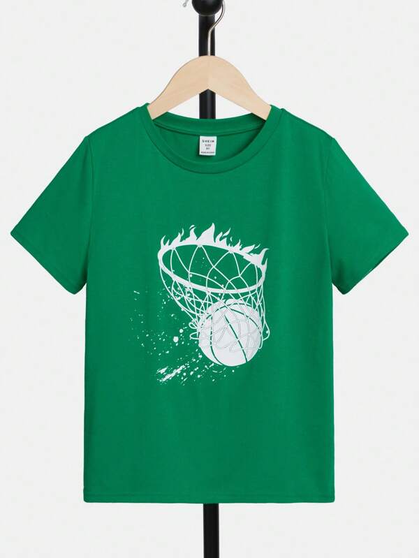 SHEIN Kids SPRTY Tween Boy Basketball Print Tee SHEIN USA