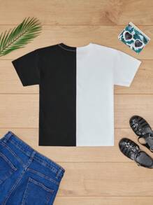 RueChic Tween Girl Butterfly & Slogan Graphic Two Tone Tee - Black and White - View 2