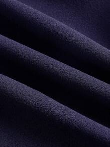 SHEIN LUNE Plus Solid Belted Flare Leg Trousers - Navy Blue - View 3