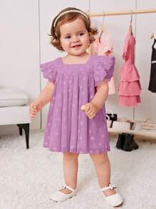 揉皺純色嬰童（女）連衣裙 - 紫丁香色 - 查看 3