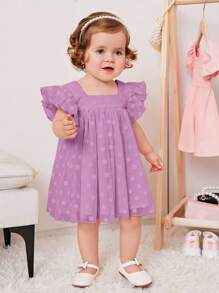 揉皺純色嬰童（女）連衣裙 - 紫丁香色 - 查看 5