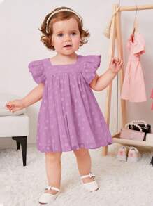 揉皺純色嬰童（女）連衣裙 - 紫丁香色 - 查看 6