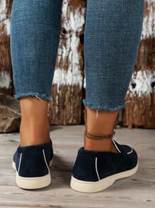 2025 Autumn Casual Flat Shoes For Women With Comfortable Knot Design And Metallic Ring Decoration, Perfect For Daily Wear,Loafers For Women - Blue - View 2