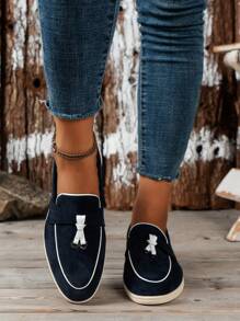 2025 Autumn Casual Flat Shoes For Women With Comfortable Knot Design And Metallic Ring Decoration, Perfect For Daily Wear,Loafers For Women - Blue - View 3