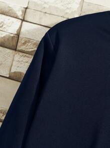 Manfinity Dauomo Men Solid Thermal Lined Sweatshirt - Navy Blue - View 4