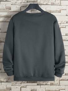 Manfinity Dauomo Men Solid Thermal Lined Sweatshirt - Dark Grey - View 2