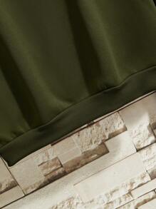 Manfinity Dauomo 男士素色加絨內裏運動衫 - 軍綠色 - 查看 6