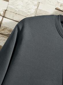 Manfinity Dauomo Men Solid Thermal Lined Sweatshirt - Dark Grey - View 3