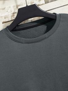 Manfinity Dauomo Men Solid Thermal Lined Sweatshirt - Dark Grey - View 6