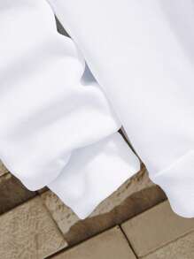 Manfinity Dauomo Men Solid Thermal Lined Sweatshirt , Fall Winter, Long Sleeve Top