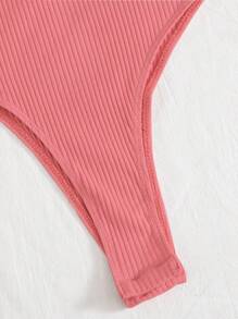 SHEIN Privé One Shoulder Puff Sleeve Rib-knit Bodysuit