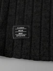 SHEIN Tween Boy Letter Patched Detail Tee - Black - View 5