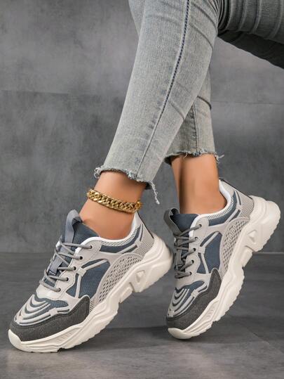 新品到貨女性老爹鞋,舒服的和透氣白色競技鞋