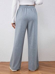 Chiquease Solid Lace Up Front Sweatpants - Grey - View 2
