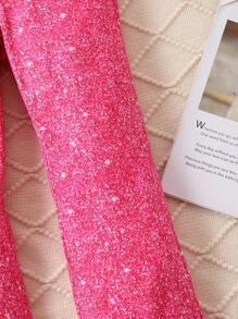 SHEIN 女大童彈性腰帶喇叭褲 - 玫紅色 - 查看 3