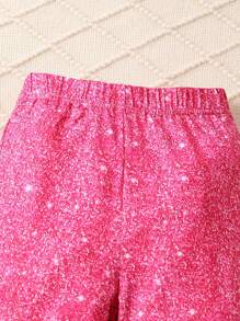 SHEIN 女大童彈性腰帶喇叭褲 - 玫紅色 - 查看 4