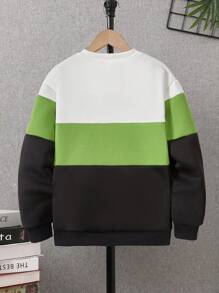SHEIN Tween Boy Letter Graphic Colourblock Sweatshirt - Multicolor - View 2