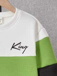 SHEIN Tween Boy Letter Graphic Colourblock Sweatshirt - Multicolor - View 6