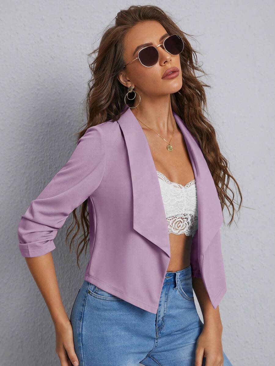 SHEIN Privé 1 Miếng Khăn quàng Chất rắn Áo vest - Màu Lilac Tím - Xem 1