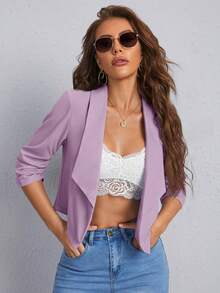 SHEIN Privé 1 Miếng Khăn quàng Chất rắn Áo vest - Màu Lilac Tím - Xem 4