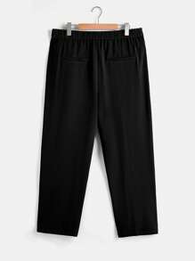 SHEIN LUNE 休閒不對稱 前紐扣純色大碼西裝套裝 - 黑色 - 查看 5