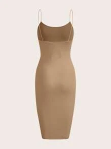 Firerie Solid Cami Bodycon Dress,Summer Dresses For Women - Khaki - View 3