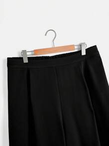 SHEIN LUNE 休閒不對稱 前紐扣純色大碼西裝套裝 - 黑色 - 查看 9