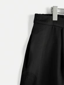 SHEIN LUNE 休閒不對稱 前紐扣純色大碼西裝套裝 - 黑色 - 查看 11