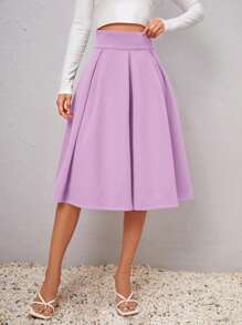 SHEIN Privé 素色高腰褶皺半身裙