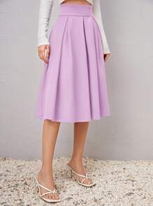 SHEIN Privé 素色高腰褶皺半身裙