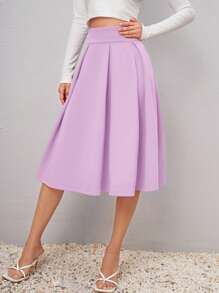SHEIN Privé 素色高腰褶皺半身裙