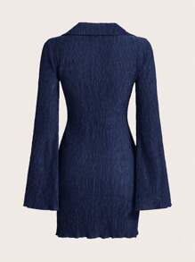 SHEIN EZwear Solid Lettuce Trim Bodycon Dress