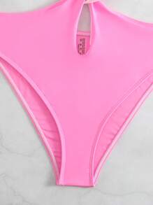 Swim SXY Bañador una pieza de color combinado con abertura halter - Rosa - Ver 6