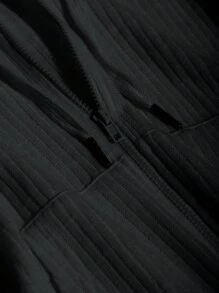 DAZY Zip Up Drawstring Hooded Sweatshirt,Long Sleeve Tops Jacket - Black - View 6