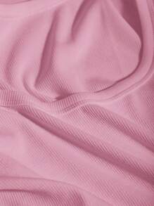 DAZY Solid Scoop Neck Crop Tee Long Sleeve Women Tops - Hot Pink - View 5