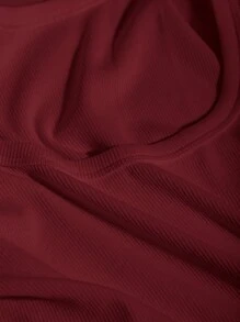 DAZY 纯色圆领短款T恤长袖女式上衣 - 紅色 - 查看 5