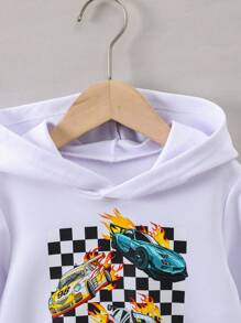 SHEIN Sudadera con gráfico de coche y letra para niño - Blanco - Ver 3