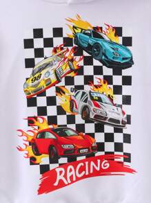 SHEIN Sudadera con gráfico de coche y letra para niño - Blanco - Ver 4