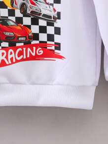 SHEIN Sudadera con gráfico de coche y letra para niño - Blanco - Ver 5