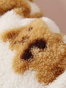 SHEIN 男小童小熊印花拉鏈開襟連帽絨毛連身褲 - 白色 - 查看 8